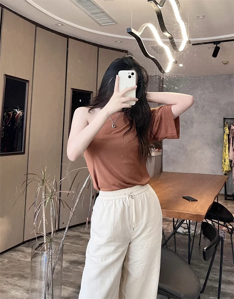 Susan Pure Cotton Brown oulder T-irt Faionable Commute Simple Spring Summer Trendy Versatile Practical Women's Top
Susan Pure Cotton Brown oulder T-irt Faionable Commute Simple Spring Summer Trendy Versatile Practical Women's Top