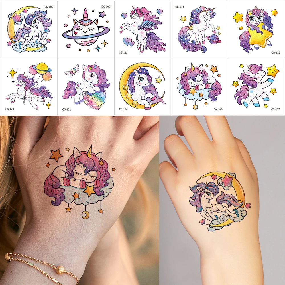 10pcs Glitter Unicorn Tattoo Stickers Waterproof Shiny Stars Moon Temporary Tattoos Suitable for Party Gifts Decor Hand Tattoo
10pcs Glitter Unicorn Tattoo Stickers Waterproof Shiny Stars Moon Temporary Tattoos Suitable for Party Gifts Decor Hand Tattoo