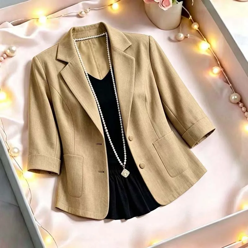 New High End Small Suit Light Women's Age-reducing Joker Cropped Sleeves Summer Slim Temperament Blazer Jacket Women's Tops
New High End Small Suit Light Women's Age-reducing Joker Cropped Sleeves Summer Slim Temperament Blazer Jacket Women's Tops