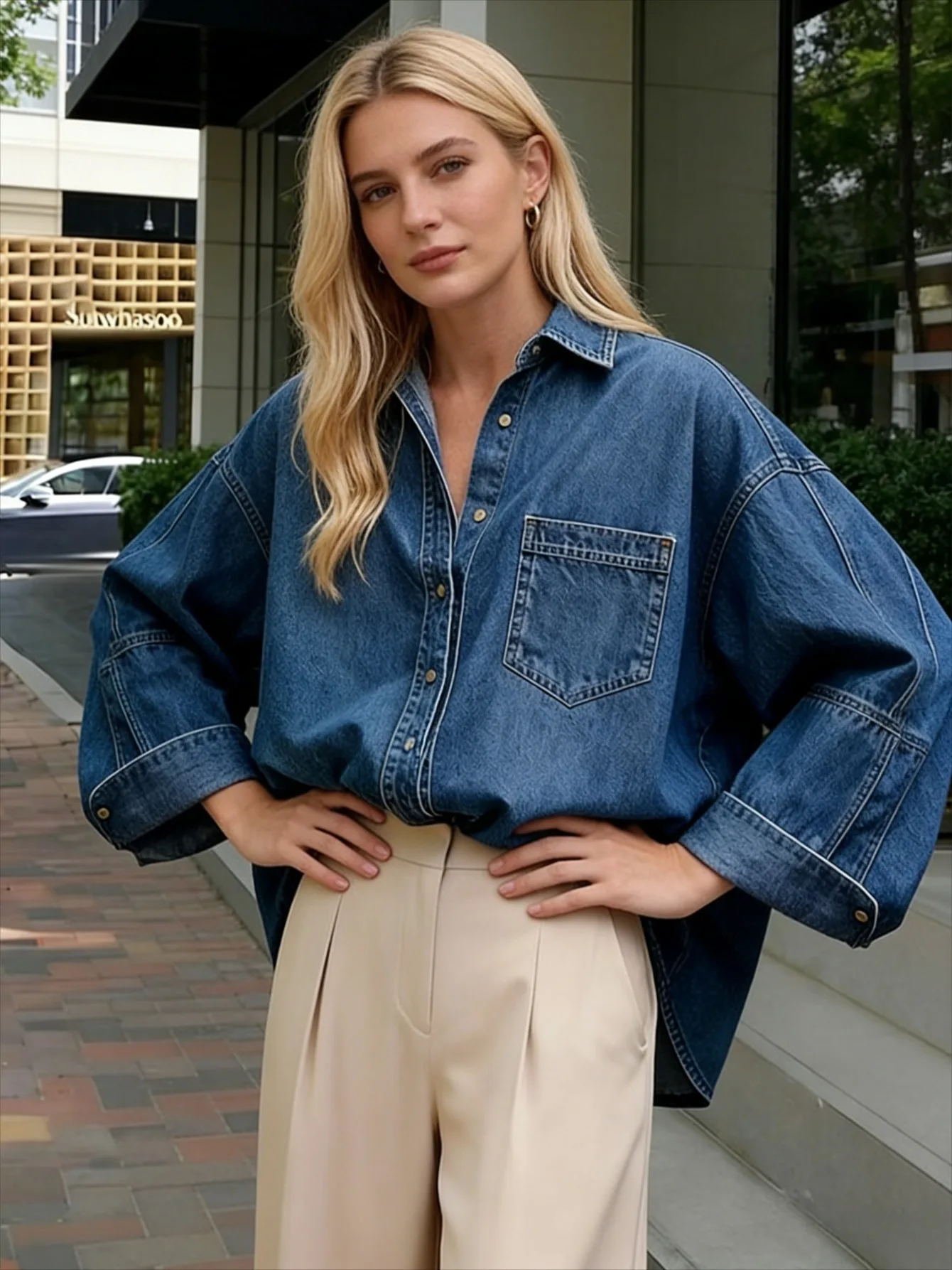 Elegant Spring Women Blue Denim Blend Long Sleeves New Loose Lapel Collar Blouse Shirt Casual Streetwear Office Workwear Tops
Elegant Spring Women Blue Denim Blend Long Sleeves New Loose Lapel Collar Blouse Shirt Casual Streetwear Office Workwear Tops
