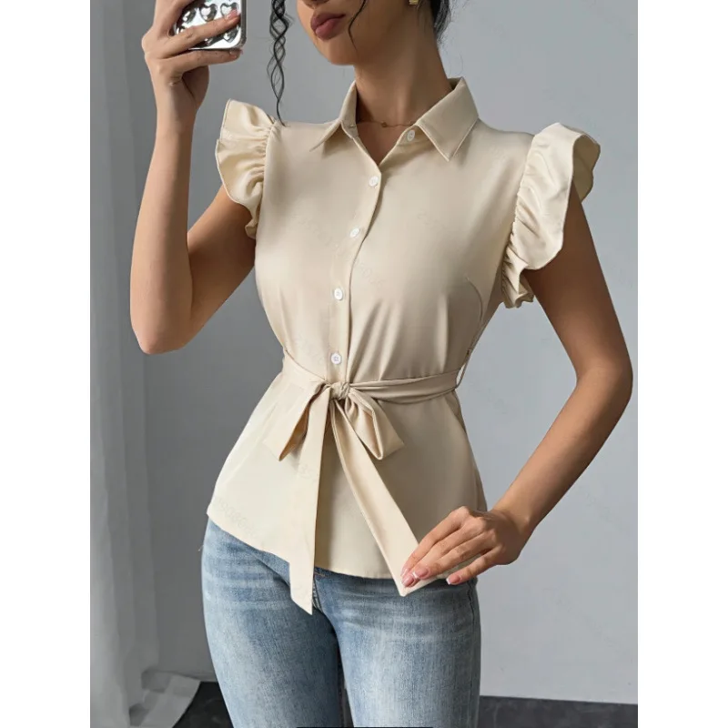1688 Women's Solid Color Ruffle Sleeveless Shirt Women's Casual Dresses Outfits Vestidos Bandage Lace
1688 Women's Solid Color Ruffle Sleeveless Shirt Women's Casual Dresses Outfits Vestidos Bandage Lace