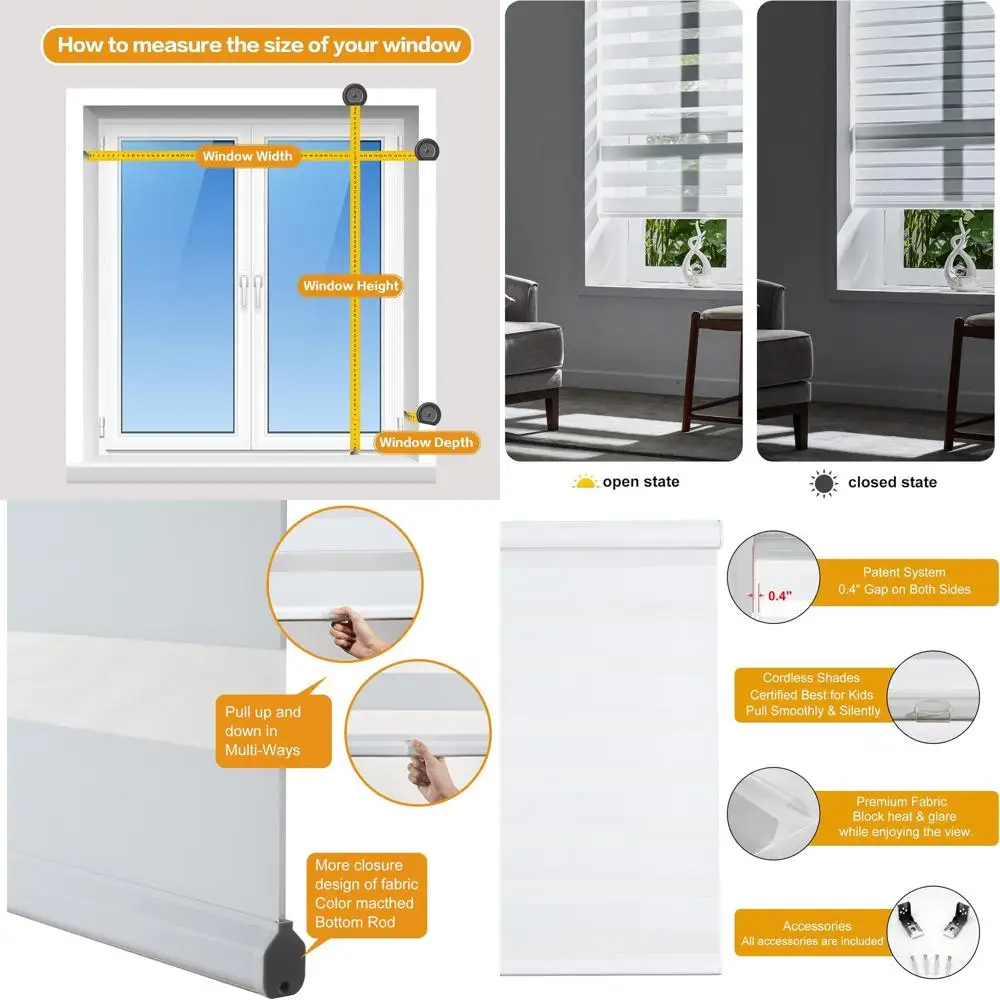 Dual Layer Light Control Roller Shades, 23x64 White, Day & Night, Easy Install for Home
Dual Layer Light Control Roller Shades, 23x64 White, Day & Night, Easy Install for Home