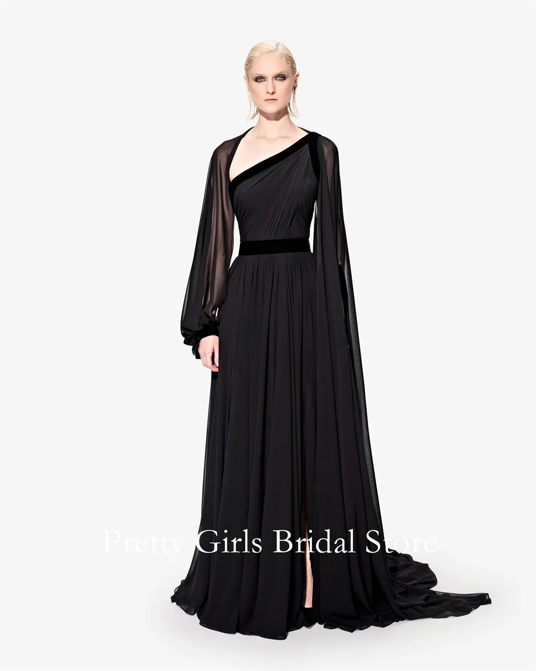 Chiffon Black Arabic Elegant One Shoulder Draped Flowy Dress Prom Dress Customized Formal Prom Growns Party Women Bride
Chiffon Black Arabic Elegant One Shoulder Draped Flowy Dress Prom Dress Customized Formal Prom Growns Party Women Bride
