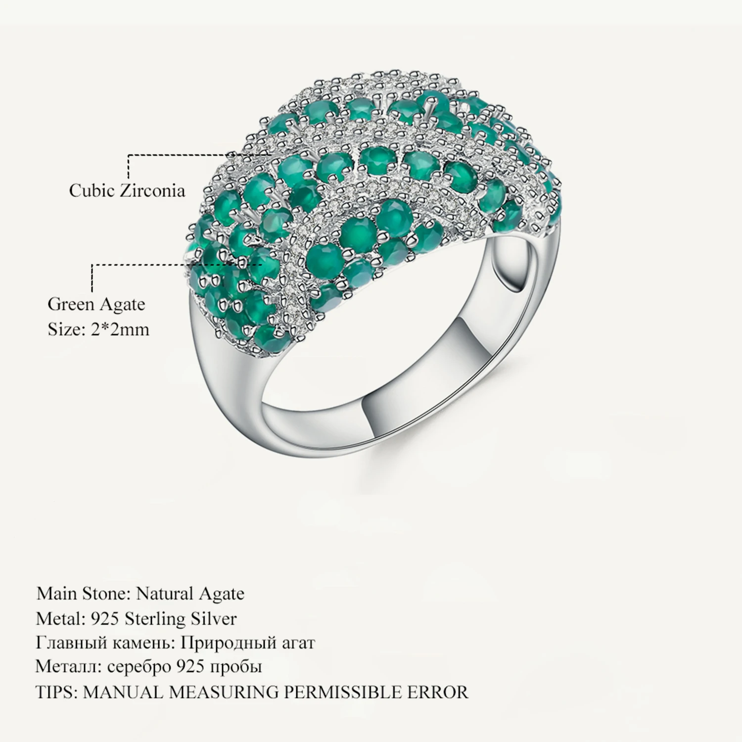GEM'S BALLET Luxury Natural Green Agate Gemstone Ring Solid 925 Sterling Silver Fine Vintage Cocktail Rings for Women Jewelry
GEM'S BALLET Luxury Natural Green Agate Gemstone Ring Solid 925 Sterling Silver Fine Vintage Cocktail Rings for Women Jewelry