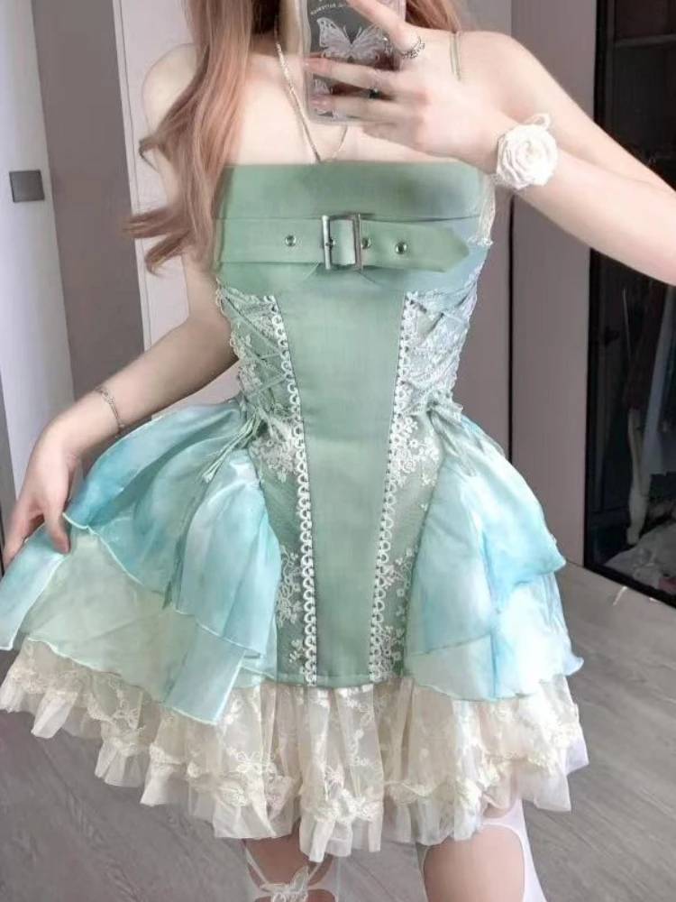 Vintage Elegant Sexy Outfits Woman Dress Strapless Belt Patchwork High Waist Puffy Mini Dress Female French Chic Summer 2025 New
Vintage Elegant Sexy Outfits Woman Dress Strapless Belt Patchwork High Waist Puffy Mini Dress Female French Chic Summer 2025 New
