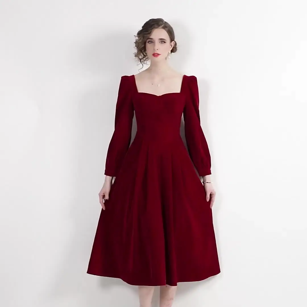 ALPHALMODA 2024 Spring New Square Neck Long-sleeved Women Elegant Velvet Dress French Retro Hepburn Style Party Dress
ALPHALMODA 2024 Spring New Square Neck Long-sleeved Women Elegant Velvet Dress French Retro Hepburn Style Party Dress