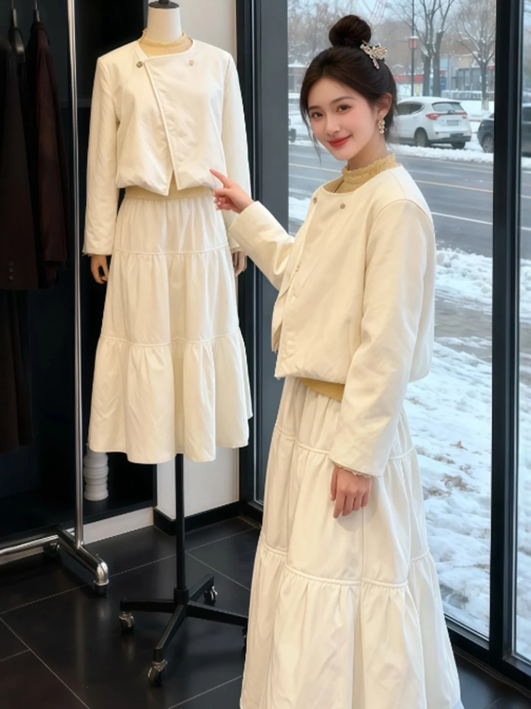 Laid-back Style Cotton Jacket Base Shirt Half-length Skirt Three-piece Set Trendy Spring Wear Comfortable Warmth Fashionable
Laid-back Style Cotton Jacket Base Shirt Half-length Skirt Three-piece Set Trendy Spring Wear Comfortable Warmth Fashionable