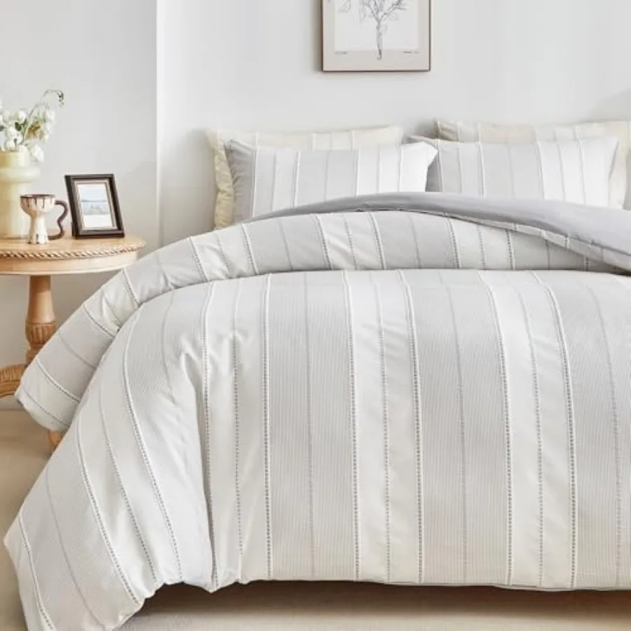 Striped Weave Duvet Cover Size White Knit Boho Duvet Cover Set Microfiber Textured Bedding Set with Zipper Closure and Corner T
Striped Weave Duvet Cover Size White Knit Boho Duvet Cover Set Microfiber Textured Bedding Set with Zipper Closure and Corner T