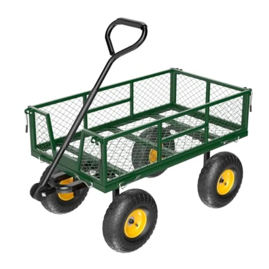 Heavy Duty 800 LBS Mesh Steel Garden Cart for Yard and Garden Use, Green, Detachable Sides and 10 Inch Wheels
Heavy Duty 800 LBS Mesh Steel Garden Cart for Yard and Garden Use, Green, Detachable Sides and 10 Inch Wheels