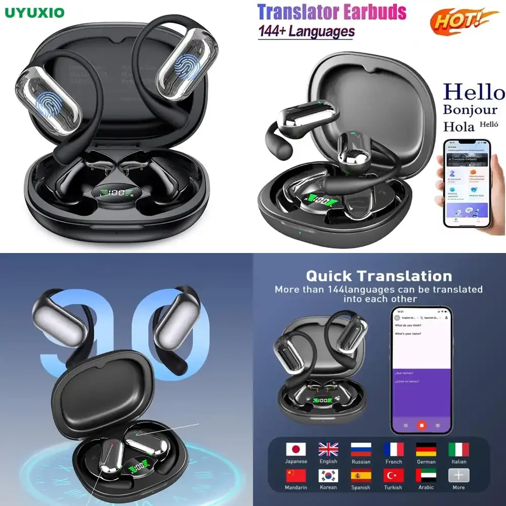 UYUXIO Real Time AI Language Translation Earbuds OWS Translator Headphone with 144 Languages Earphone Ear Buds for Business
UYUXIO Real Time AI Language Translation Earbuds OWS Translator Headphone with 144 Languages Earphone Ear Buds for Business