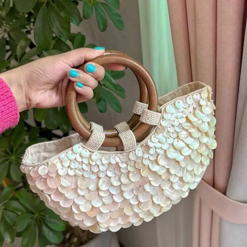 New Handmade Heavy Industry Bead Handbag Embroidered Natural Shell Diagonal Totes Half Moon Crossbody Women's Wedding Part Bags
New Handmade Heavy Industry Bead Handbag Embroidered Natural Shell Diagonal Totes Half Moon Crossbody Women's Wedding Part Bags