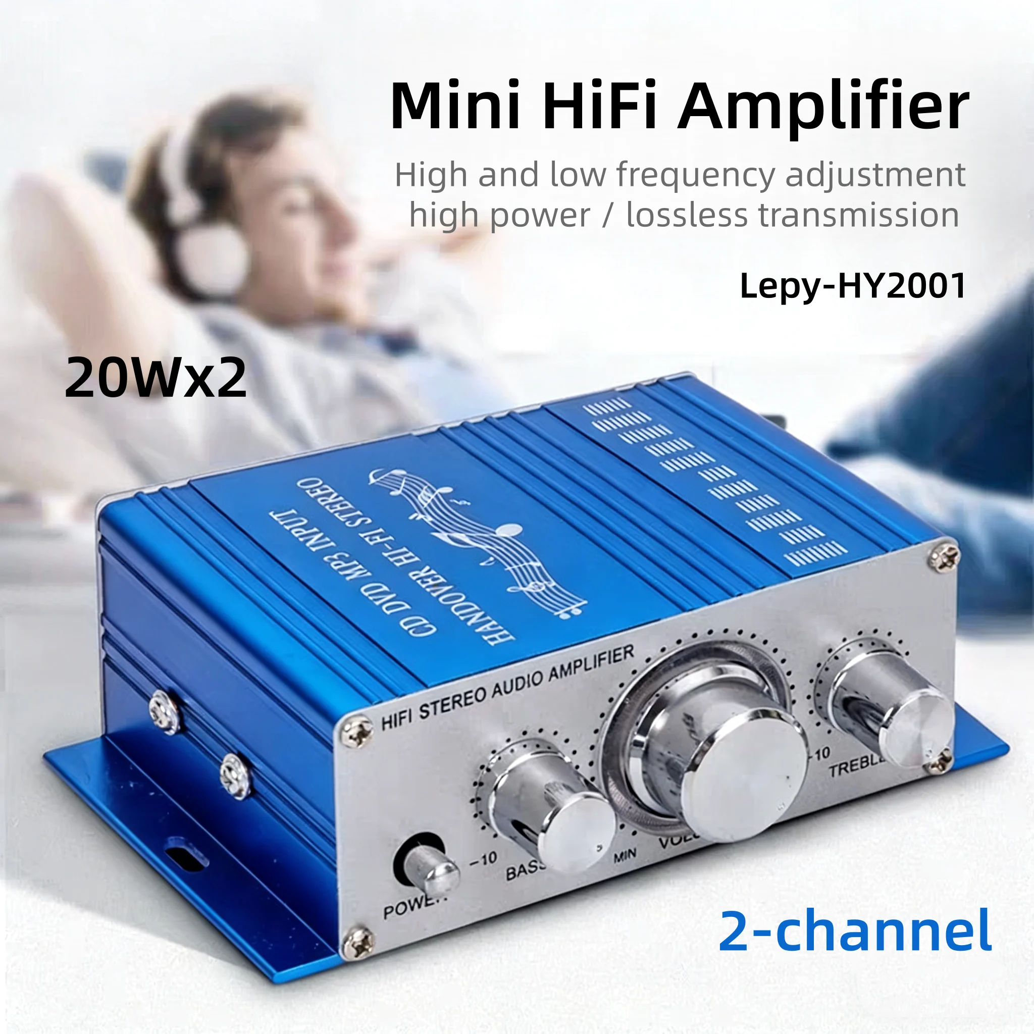 Mini Amplifier Lepy-HY2001 HiFi 2 channel 20Wx2 Car\Home computer audio amplifier RCA Input, Treble/Bass Control DC12V
Mini Amplifier Lepy-HY2001 HiFi 2 channel 20Wx2 Car\Home computer audio amplifier RCA Input, Treble/Bass Control DC12V