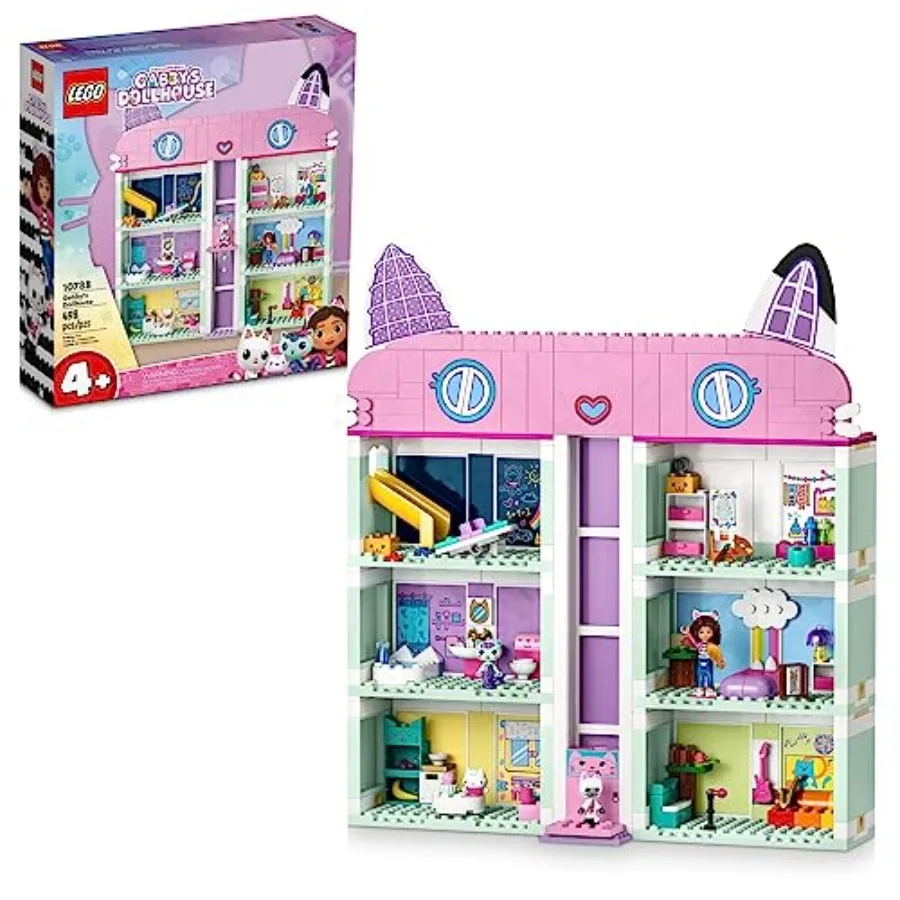 LEGO Gabby's Dollhouse Building Toy for pretend play, plastic, pink and white, 8-room dollhouse with 4 minifigures, ages 4+
LEGO Gabby's Dollhouse Building Toy for pretend play, plastic, pink and white, 8-room dollhouse with 4 minifigures, ages 4+