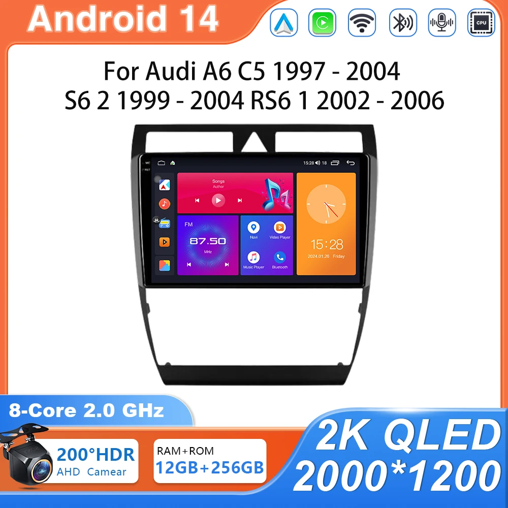 Автомобильный радиоприемник Android 14 для Audi A6 C5 1997-2004 S6 1999-2004 RS6 2002-2006 Мультимедийный плеер без 2Din Carplay GPS DVD Autoradio BT
Автомобильный радиоприемник Android 14 для Audi A6 C5 1997-2004 S6 1999-2004 RS6 2002-2006 Мультимедийный плеер без 2Din Carplay GPS DVD Autoradio BT