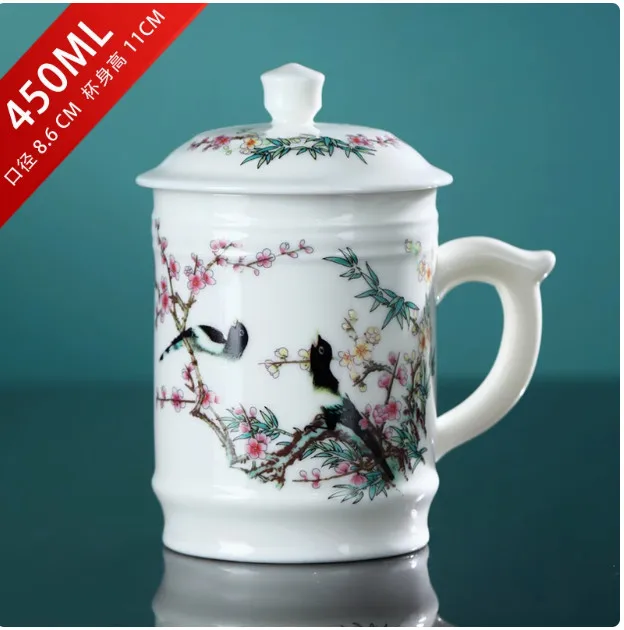 450ml Jingdezhen Shi Pied Magpie Chinese Ceramic Porcelain Tea Mug Cup with lid
450ml Jingdezhen Shi Pied Magpie Chinese Ceramic Porcelain Tea Mug Cup with lid