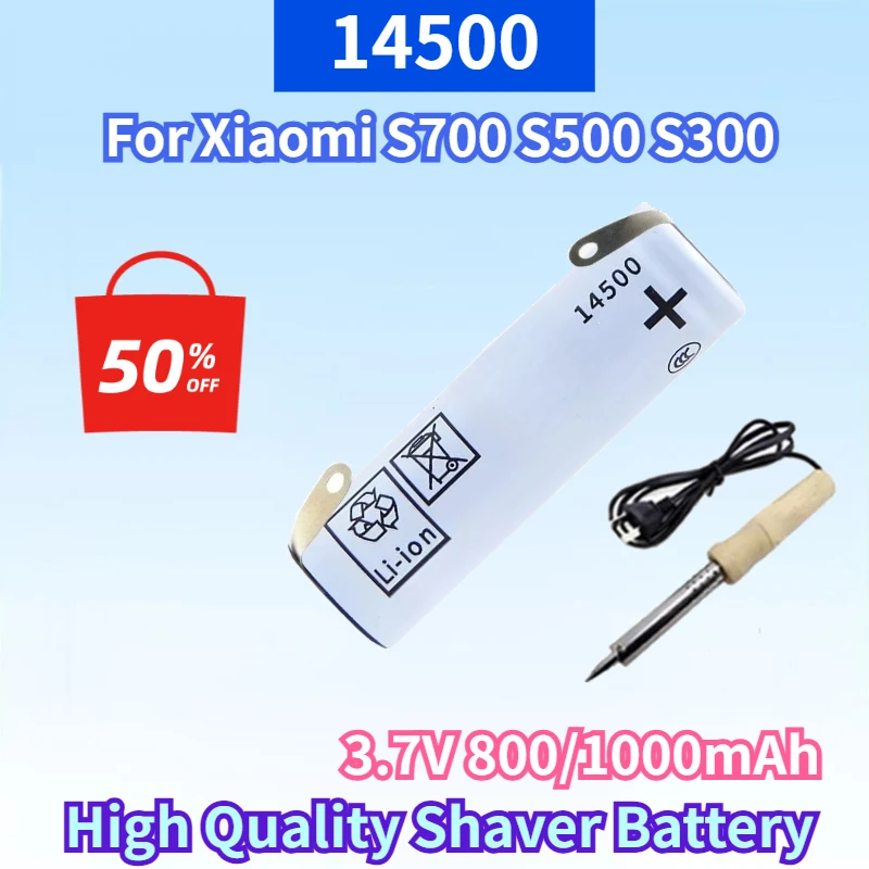 Newest 14500 3.7V 800/1000mAh Lithium-ion Rechargeable Battery for Xiaomi S700 S500 S300 MJTXD01SKS High Quality Shaver Battery
Newest 14500 3.7V 800/1000mAh Lithium-ion Rechargeable Battery for Xiaomi S700 S500 S300 MJTXD01SKS High Quality Shaver Battery