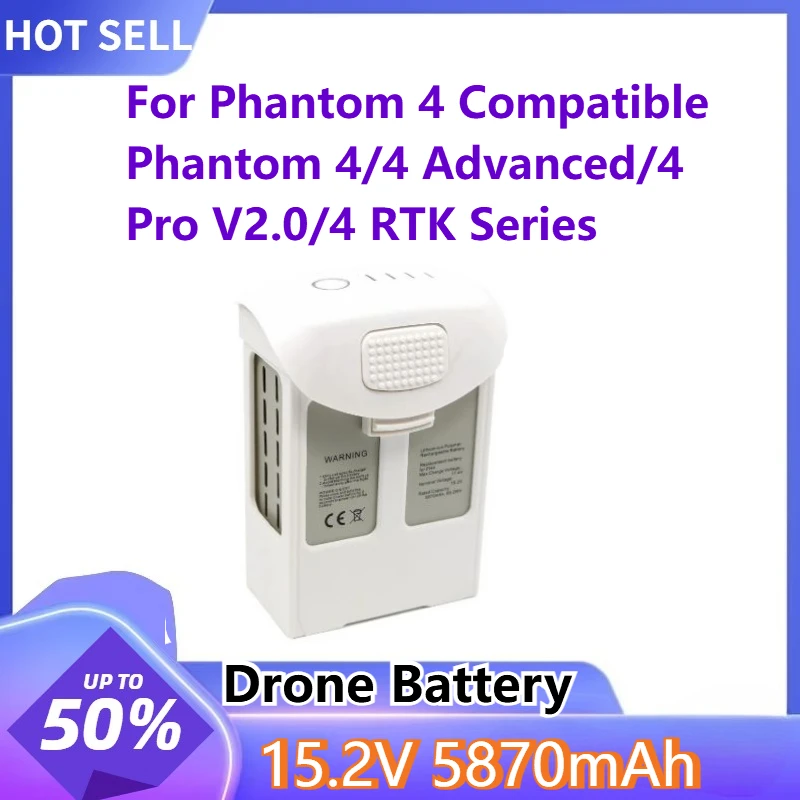 For Phantom 4 Compatible Phantom 4/4 Advanced/4 Pro V2.0/4 RTK Series Drone Battery 15.2V 5870mAh Flight Time 30 Minutes
For Phantom 4 Compatible Phantom 4/4 Advanced/4 Pro V2.0/4 RTK Series Drone Battery 15.2V 5870mAh Flight Time 30 Minutes