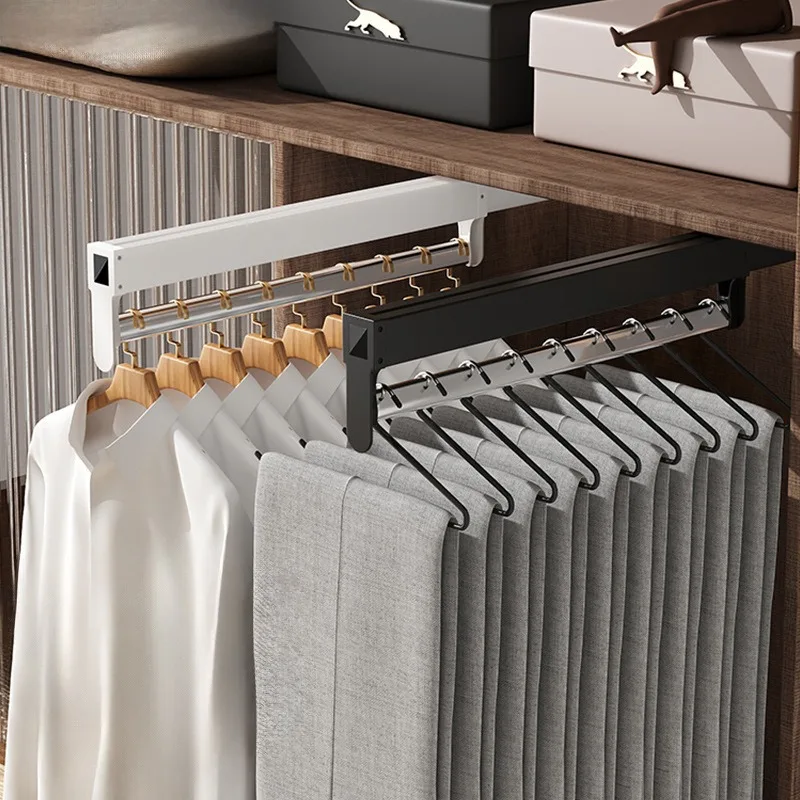 Wardrobe Sliding Rail Pants Hanger Retractable Clothes Rack Modern Bedroom Coat Racks Metal Aesthetic Multifunctional Hangers
Wardrobe Sliding Rail Pants Hanger Retractable Clothes Rack Modern Bedroom Coat Racks Metal Aesthetic Multifunctional Hangers
