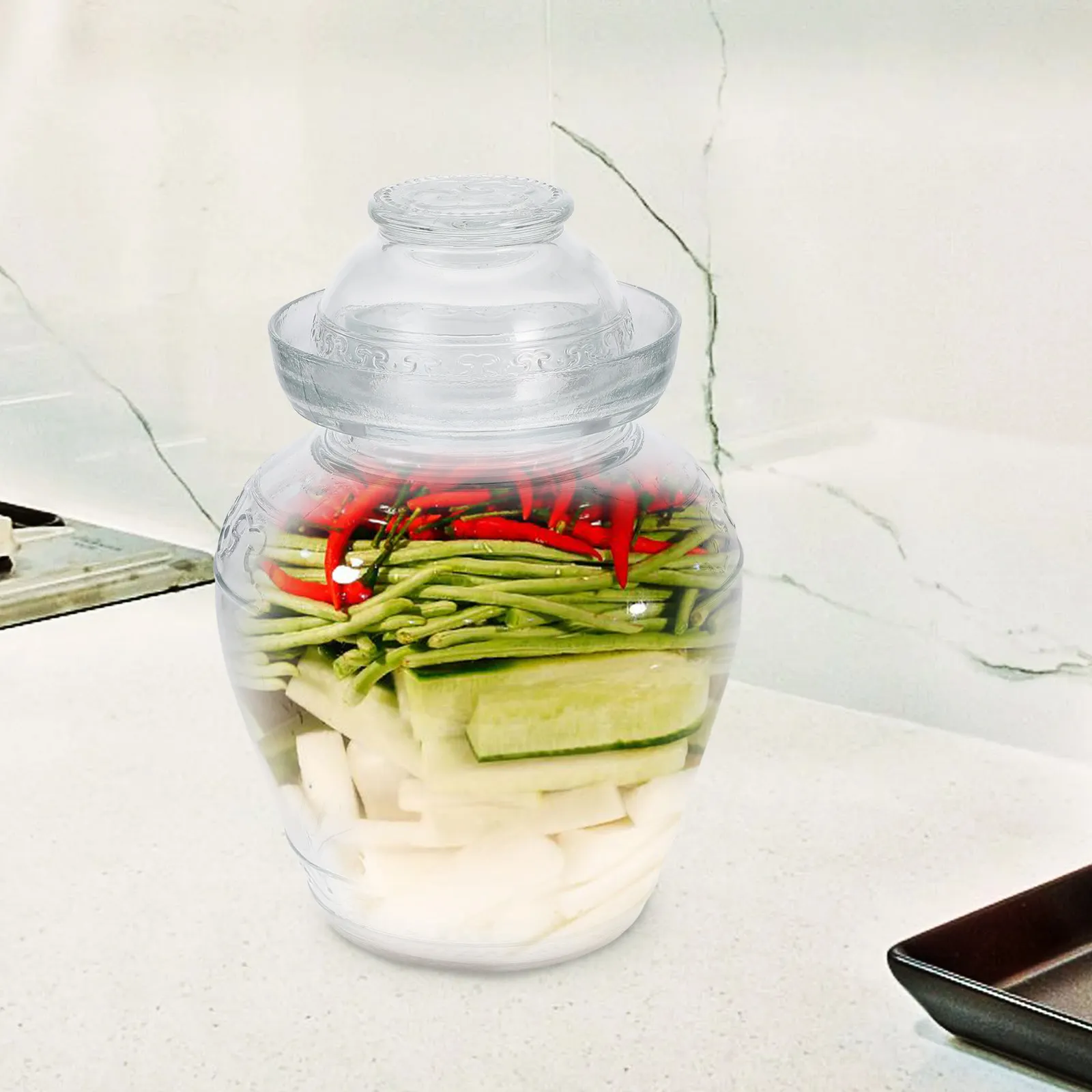1Pcs Glass Pickle Jar with Airtight Lid Food Grade Transparent Storage Jar for Kitchen Pickles Spices Dry Food Large Capacity
1Pcs Glass Pickle Jar with Airtight Lid Food Grade Transparent Storage Jar for Kitchen Pickles Spices Dry Food Large Capacity