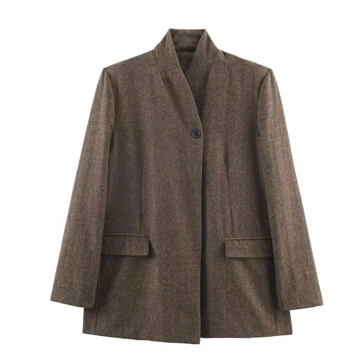 Winter Fashion Women's Vintage Commuter Blazer Jacket Casual Versatile Stand Collar Pocket Outwear Single-Button Loose Coat
Winter Fashion Women's Vintage Commuter Blazer Jacket Casual Versatile Stand Collar Pocket Outwear Single-Button Loose Coat