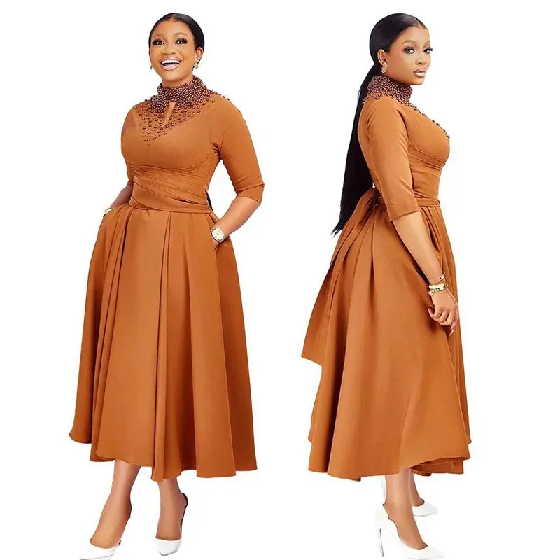 L-2XL African Dresses for Women Spring Autumn Wide Waist Belt Pockets Party Gowns Three Quarter Sleeves Polyester Dresses Ladies
L-2XL African Dresses for Women Spring Autumn Wide Waist Belt Pockets Party Gowns Three Quarter Sleeves Polyester Dresses Ladies