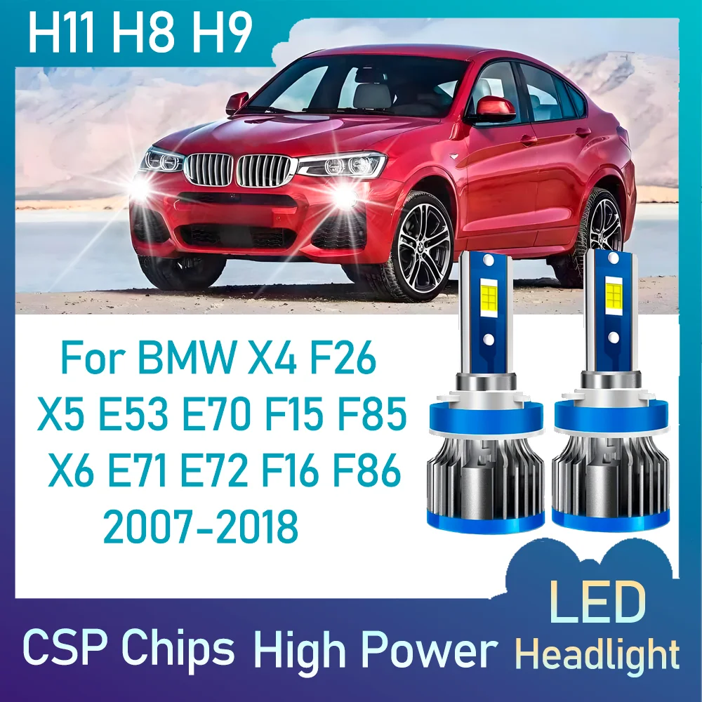 2pcs H11 LED Headlight 150W 20000LM LED Headlamp 6000K White 12V For BMW X4 F26 X5 E53 E70 F15 F85 X6 E71 E72 F16 F86 2007-2018
2pcs H11 LED Headlight 150W 20000LM LED Headlamp 6000K White 12V For BMW X4 F26 X5 E53 E70 F15 F85 X6 E71 E72 F16 F86 2007-2018
