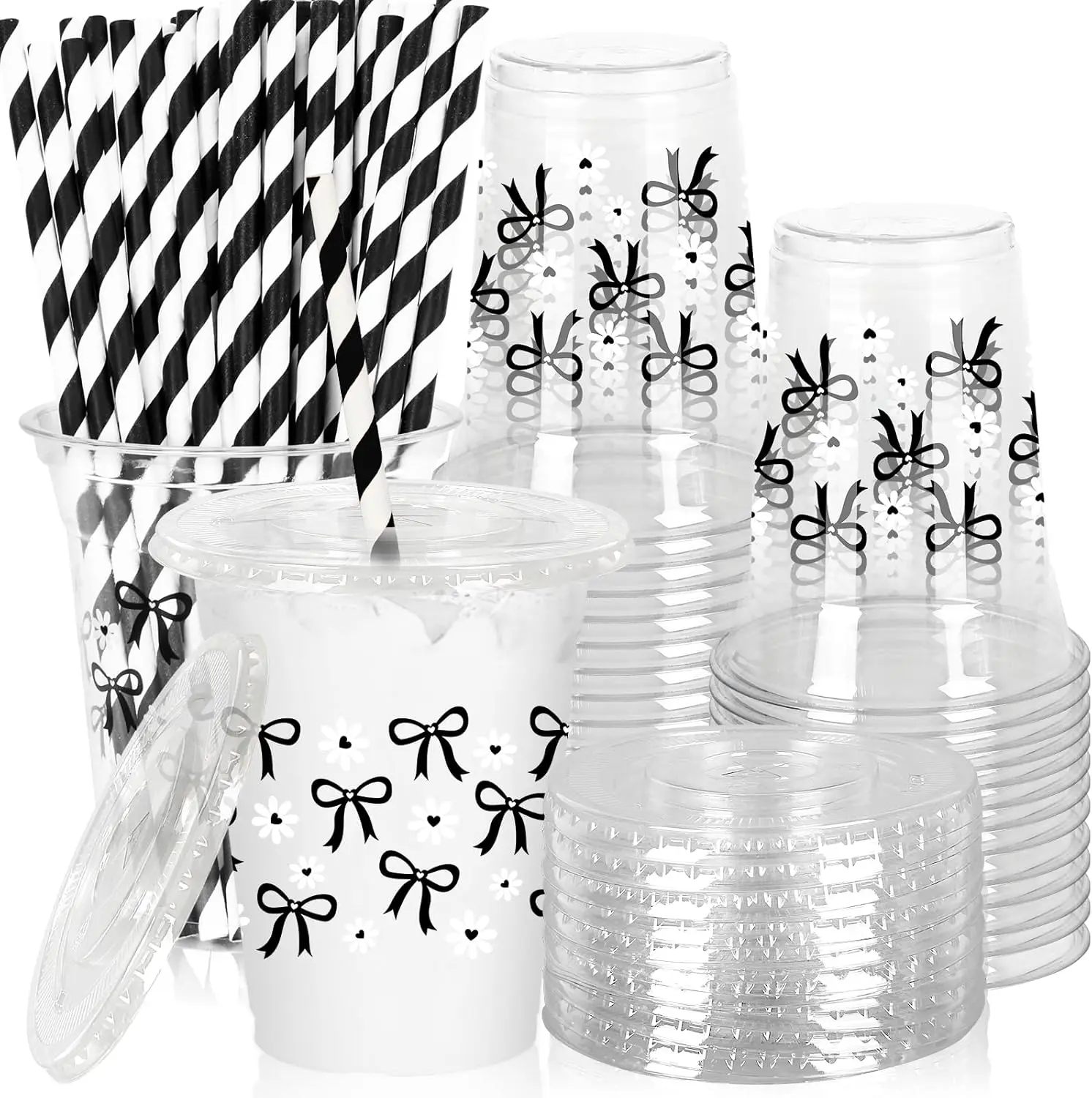 50Pcs Black Bow Plastic Cups with Lids and Straws Black Bow Daisy Clear Plastic Cups 12oz Disposable Cups for Birthday W
50Pcs Black Bow Plastic Cups with Lids and Straws Black Bow Daisy Clear Plastic Cups 12oz Disposable Cups for Birthday W