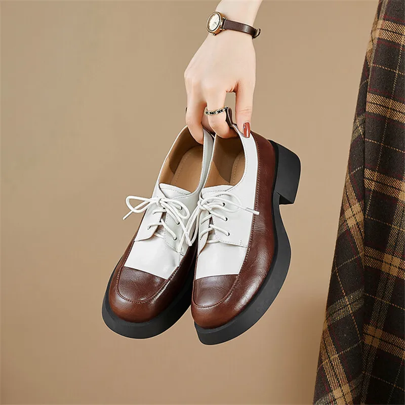 2023 New Spring/Autumn Round Toe Chunky Heel Split Leather Mixed Color Women Pumps Lace Loafers Shoes for Women Ladies Shoes
2023 New Spring/Autumn Round Toe Chunky Heel Split Leather Mixed Color Women Pumps Lace Loafers Shoes for Women Ladies Shoes