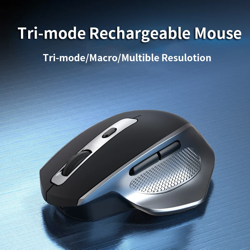 Tri-mode Mouse Rechargeable Macro 12000 Resulotion Adjustable Ergonomics Design System Compatible Office Use Play Game Mause