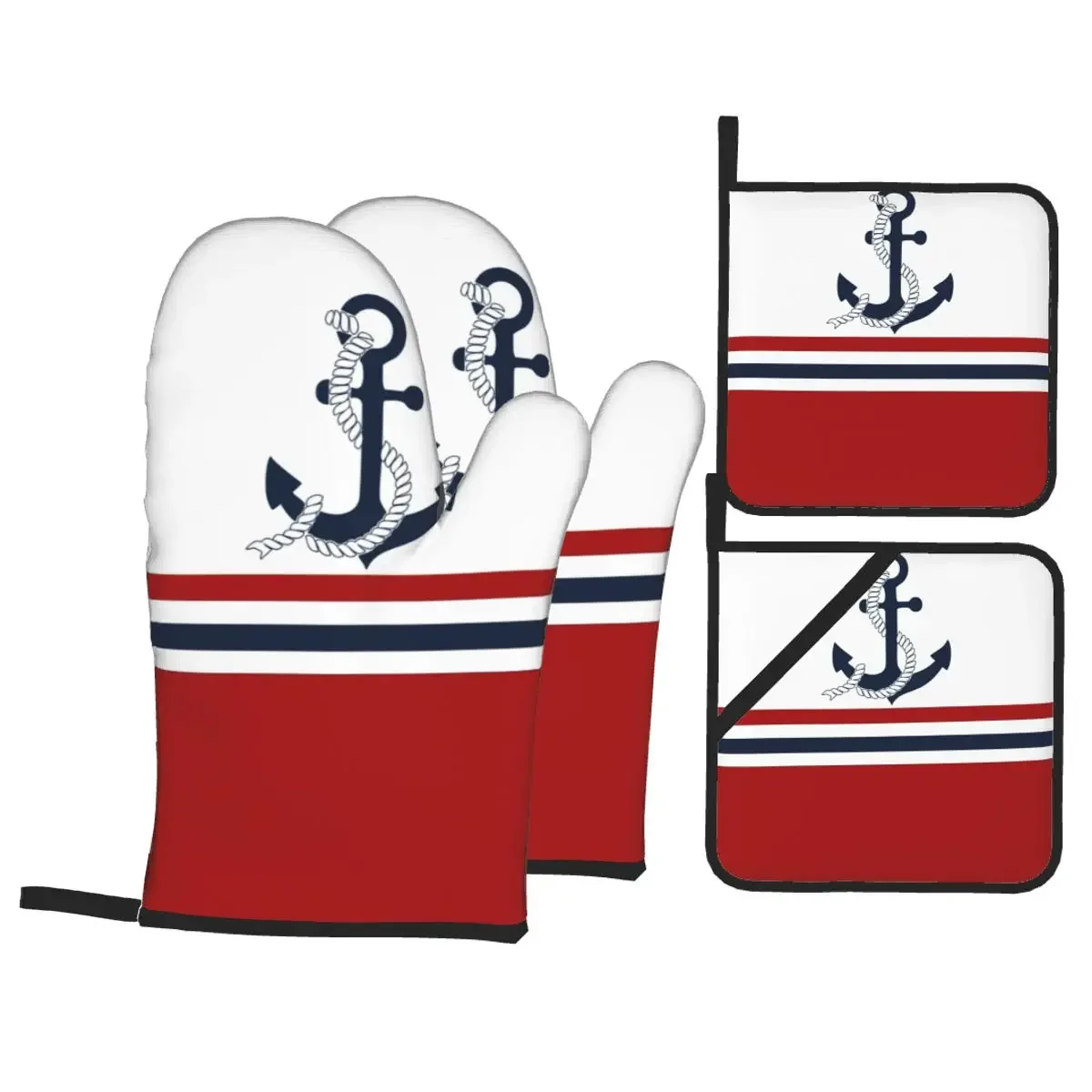 Nautical Stripes Oven Mitts and Pot Holders Sets of 4 for Baking Cooking Non-Slip Heat Resistant BBQ Kitchen Gloves Potholders
Nautical Stripes Oven Mitts and Pot Holders Sets of 4 for Baking Cooking Non-Slip Heat Resistant BBQ Kitchen Gloves Potholders