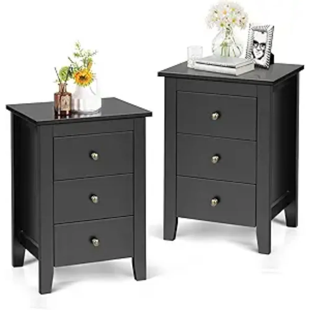 Side Table with 3 Drawers, Bedroom Side Storage Cabinet Wooden End Table Accent Table Solid Wood Legs
Side Table with 3 Drawers, Bedroom Side Storage Cabinet Wooden End Table Accent Table Solid Wood Legs