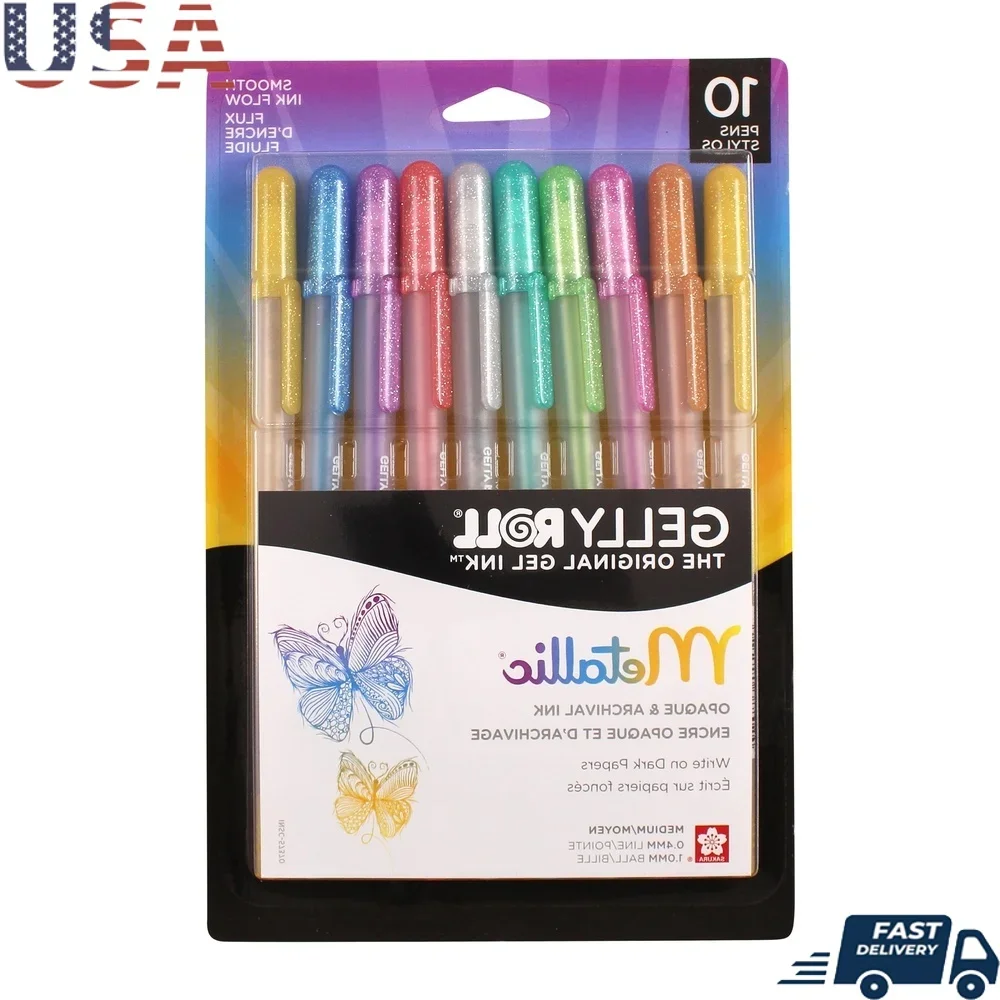 10 Colors Gelly Roll Pen Set Dark Metallic Waterproof Bleedproof Fade-resistant Medium Point Doodling Coloring Crafting Supplies
10 Colors Gelly Roll Pen Set Dark Metallic Waterproof Bleedproof Fade-resistant Medium Point Doodling Coloring Crafting Supplies
