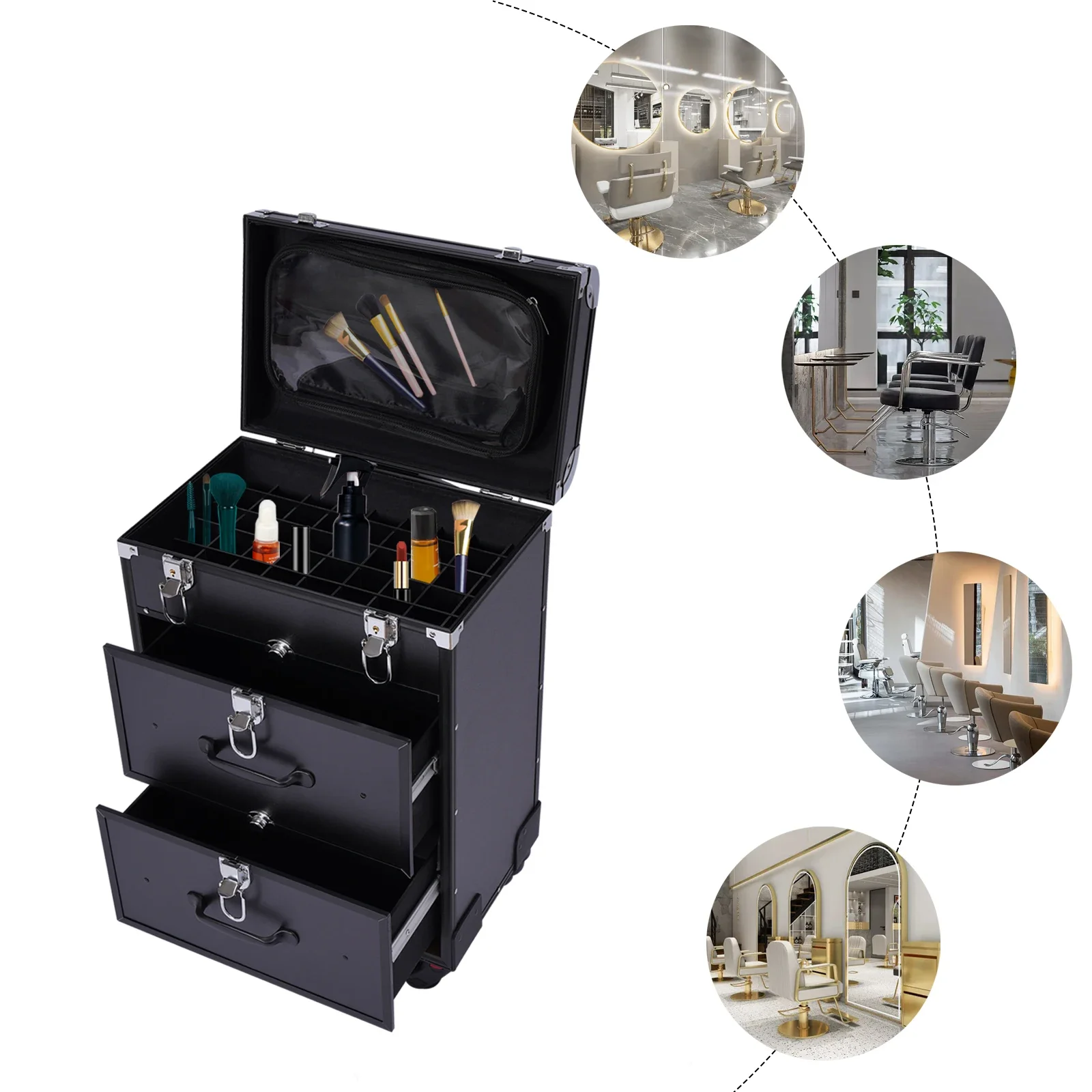 Rolling Makeup Train Case Black Salon Cart Cosmetic Trolley Travel Nail Art Storage Organizer for Face Painting Hairstylist
Rolling Makeup Train Case Black Salon Cart Cosmetic Trolley Travel Nail Art Storage Organizer for Face Painting Hairstylist