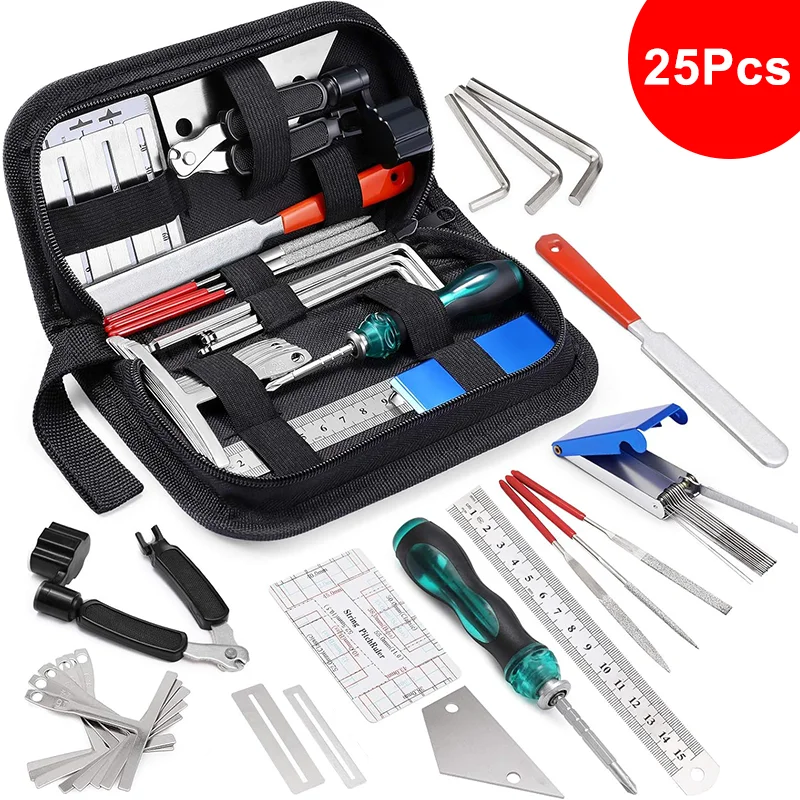 25 шт., набор инструментов для гитары, набор инструментов для ремонта гитары с сумкой для переноски, инструмент для обслуживания гитары, гавайской гитары, бас-гитары, набор инструментов для мастера
25 шт., набор инструментов для гитары, набор инструментов для ремонта гитары с сумкой для переноски, инструмент для обслуживания гитары, гавайской гитары, бас-гитары, набор инструментов для мастера