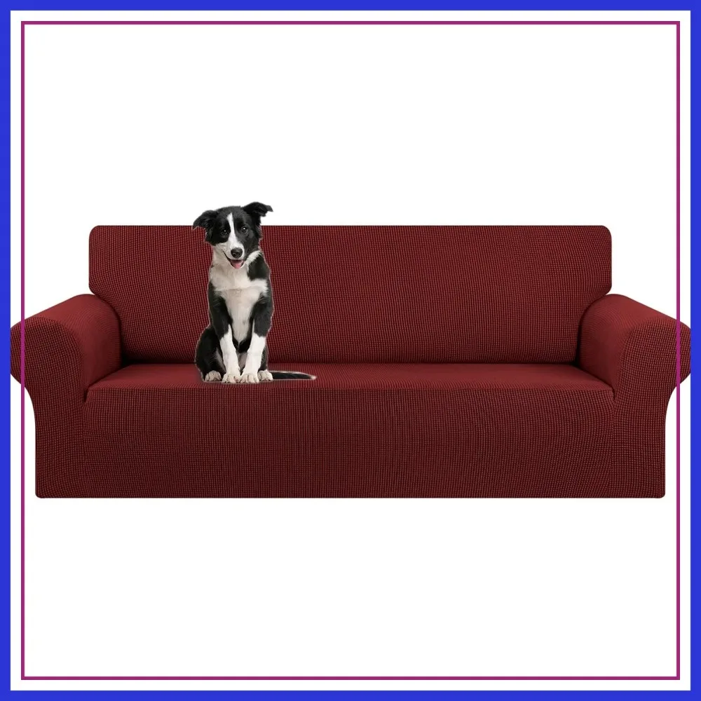 Stretch Oversized Sofa Slipcover 1 Piece, 94-110 Inches, Jacquard Checked Fabric, Dark Red, 4 Seater Couch Cover with Elastic Bottom
Stretch Oversized Sofa Slipcover 1 Piece, 94-110 Inches, Jacquard Checked Fabric, Dark Red, 4 Seater Couch Cover with Elastic Bottom