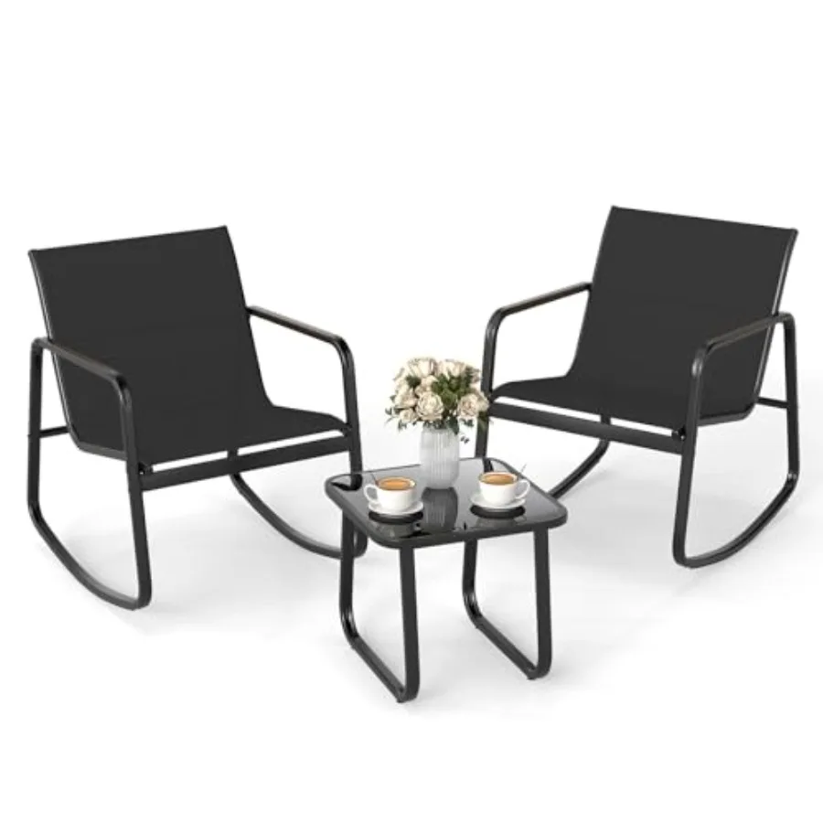 3 Piece Rocking Bistro Set Patio Furniture Set with 2 Rocking Chairs Glass-Top Coffee Table Outdoor Rocker Chair Conversation S
3 Piece Rocking Bistro Set Patio Furniture Set with 2 Rocking Chairs Glass-Top Coffee Table Outdoor Rocker Chair Conversation S