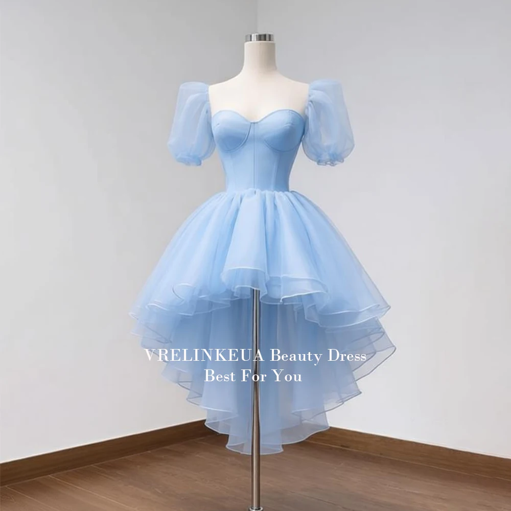 Blue Puffy ShortSleeves Graduation DressTulle MIni Homecoming Dresses For Teens High Low Customized Short Cocktail Prom Dress
Blue Puffy ShortSleeves Graduation DressTulle MIni Homecoming Dresses For Teens High Low Customized Short Cocktail Prom Dress