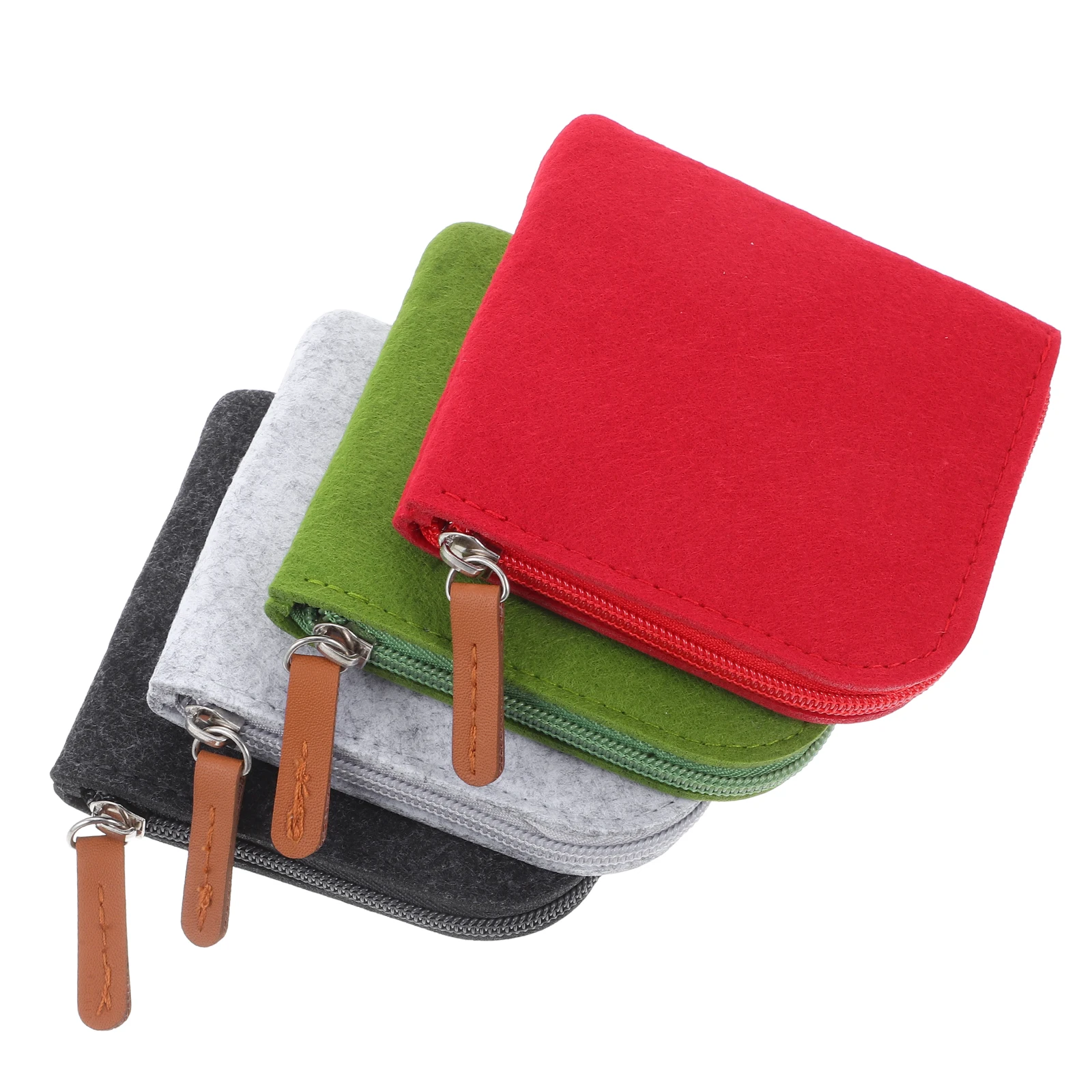 4 pcs Felt Coin Purse Mini Wallet Smooth Zipper Red Light Grey Green Dark Girls Bag Waterproof Durable Storage Pouch 
4 pcs Felt Coin Purse Mini Wallet Smooth Zipper Red Light Grey Green Dark Girls Bag Waterproof Durable Storage Pouch