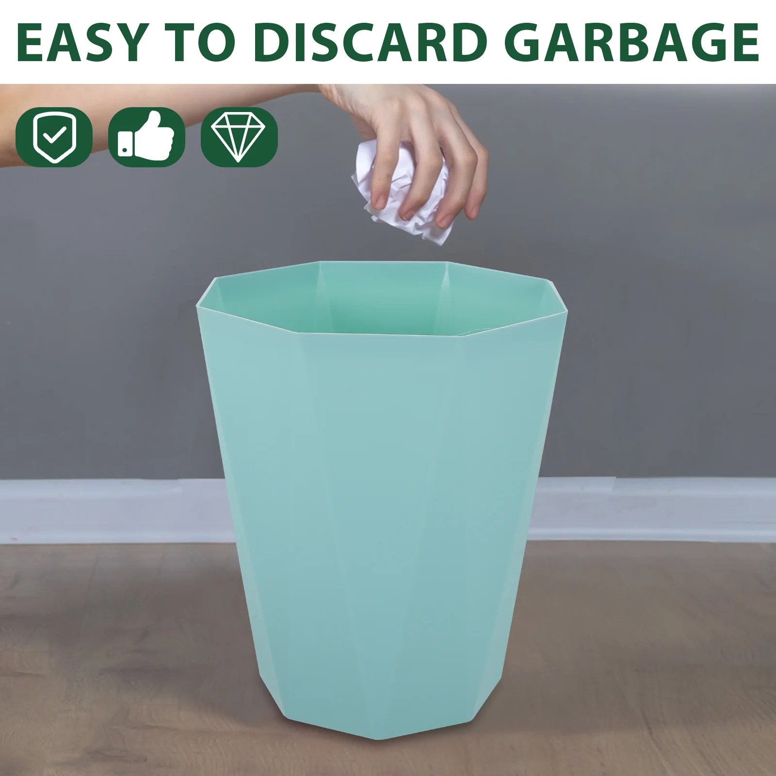 Diamond Trash Can 5L Small Emerald Green Rubbish Bin Plastic Garbage Container Home Kitchen Bedroom Office PP Material Sturdy
Diamond Trash Can 5L Small Emerald Green Rubbish Bin Plastic Garbage Container Home Kitchen Bedroom Office PP Material Sturdy