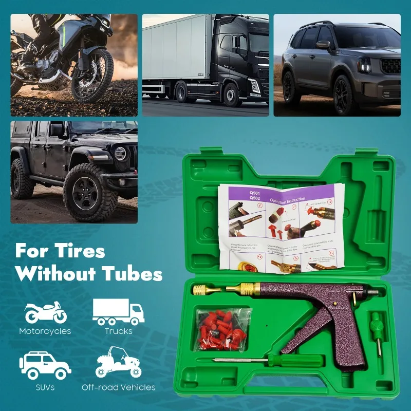 【Professional Grade】TX Tire Repair Gun Mushroom Plug Kit 16 Plugs Auto Bike Tubeless Tire Repair Gun Kit for Car Truck SUV Motor
【Professional Grade】TX Tire Repair Gun Mushroom Plug Kit 16 Plugs Auto Bike Tubeless Tire Repair Gun Kit for Car Truck SUV Motor