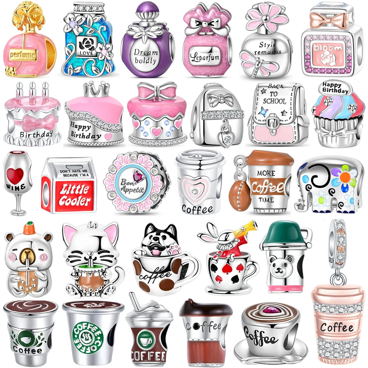 925 Silver Perfume Bottle Pendant Charms Cute Beads Coffee Cup Wine Bottle Pink Cake DIY Bracelet Necklace Parts Jewelry Gift
925 Silver Perfume Bottle Pendant Charms Cute Beads Coffee Cup Wine Bottle Pink Cake DIY Bracelet Necklace Parts Jewelry Gift