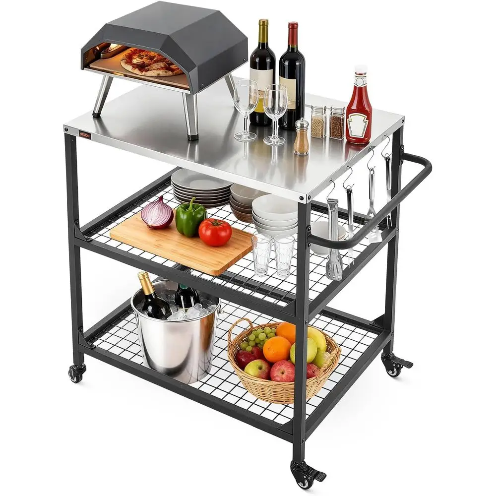 Outdoor Grill Cart, 31.5 x 24.0 inch StainlSteel Tabletop Size Grilling Table, Outdoor Cooking Table with 4 Wheels & Side Handle
Outdoor Grill Cart, 31.5 x 24.0 inch StainlSteel Tabletop Size Grilling Table, Outdoor Cooking Table with 4 Wheels & Side Handle