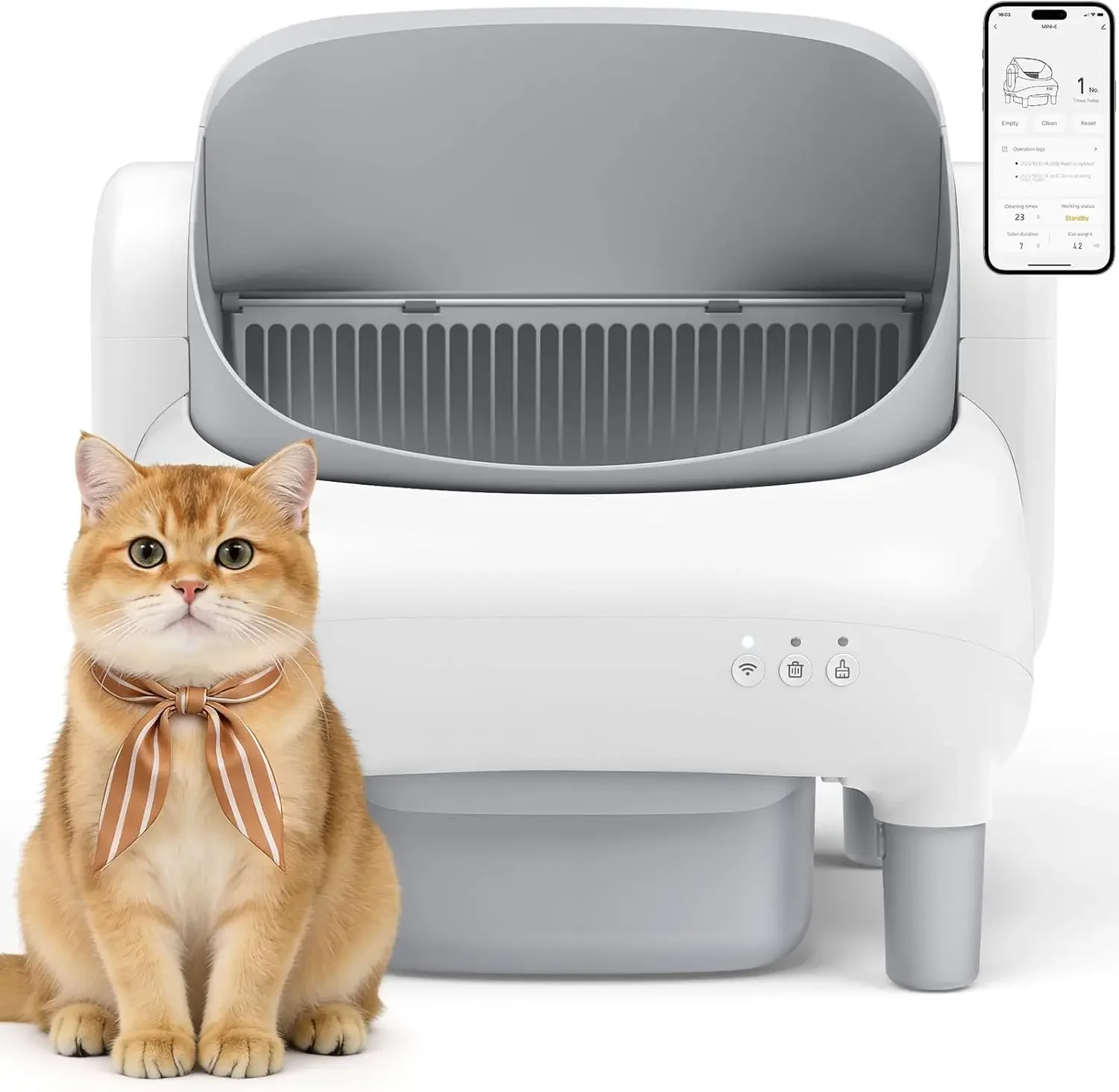 Automatic Litter Box,Self Cleaning Cat Litter Box for Multiple Cats with Open Top Design,Safety Protection,App Control, Easy Set
Automatic Litter Box,Self Cleaning Cat Litter Box for Multiple Cats with Open Top Design,Safety Protection,App Control, Easy Set
