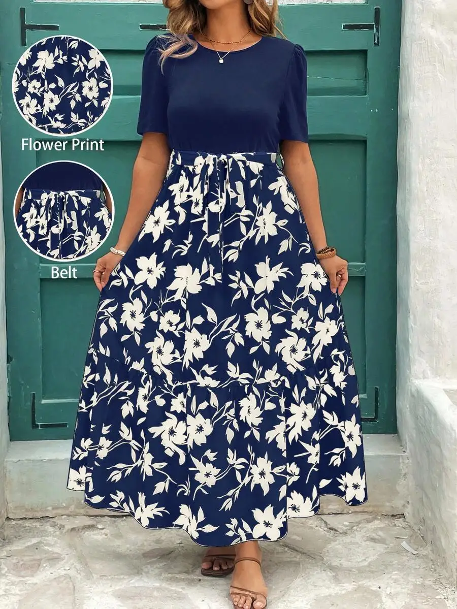 Plus Size Floral Print Ruffle Hem Short Sleeve Round Neck Maxi Dress For Women Summer Boho
Plus Size Floral Print Ruffle Hem Short Sleeve Round Neck Maxi Dress For Women Summer Boho