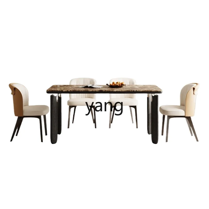 YHM retro marble rectangular solid wood dining table and chair combination high-end
YHM retro marble rectangular solid wood dining table and chair combination high-end
