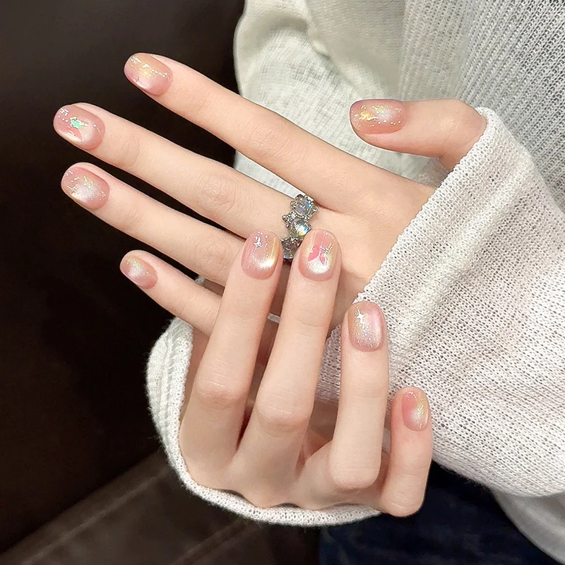10Pcs Short Handmade Press on Nails Pink Cat Eye Fake Nails Colorful Butterfly Design Wearable Nails Full Cover 수제네일
10Pcs Short Handmade Press on Nails Pink Cat Eye Fake Nails Colorful Butterfly Design Wearable Nails Full Cover 수제네일