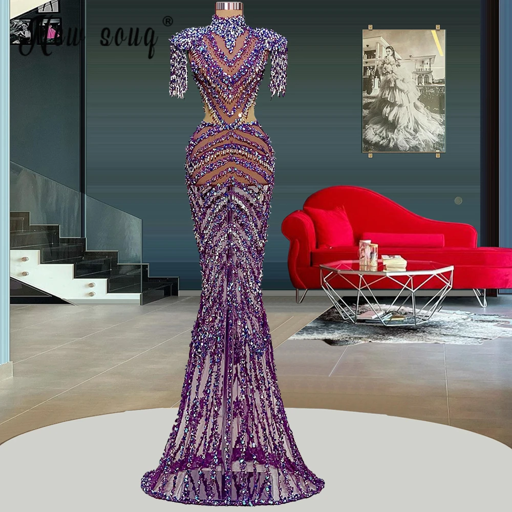 Luxurious Full Purple Handmade Beads Sequins Evening Dress See Through Tassel Caped Shoulder Party Gowns Women Pageant Dress
Luxurious Full Purple Handmade Beads Sequins Evening Dress See Through Tassel Caped Shoulder Party Gowns Women Pageant Dress