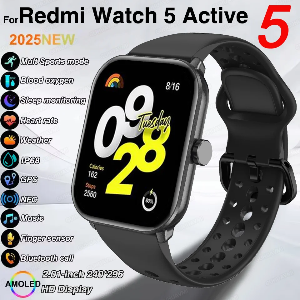 2025 New For Xiaomi Redmi Watch 5 Active Smart Watch Men AMOLED Display GPS Voice Call Heart rate Sports Fitness Watches Women
2025 New For Xiaomi Redmi Watch 5 Active Smart Watch Men AMOLED Display GPS Voice Call Heart rate Sports Fitness Watches Women