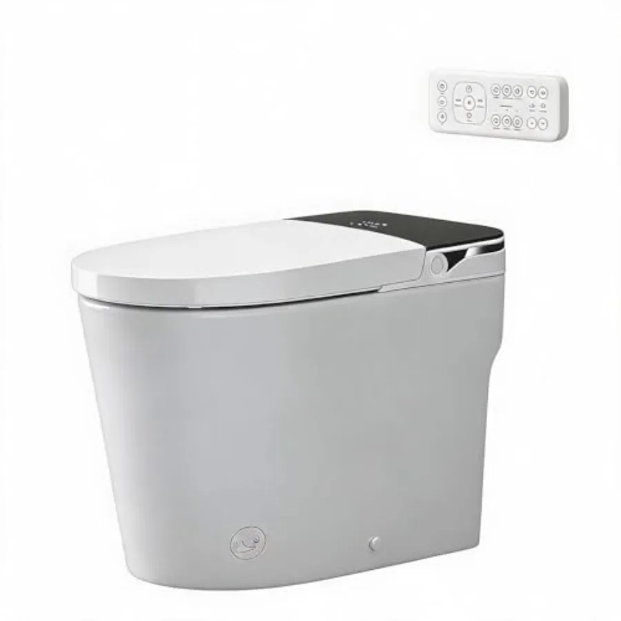 Smart toilet with bidet for home use, ceramic white, auto open/close lid and foot flush for hygiene
Smart toilet with bidet for home use, ceramic white, auto open/close lid and foot flush for hygiene