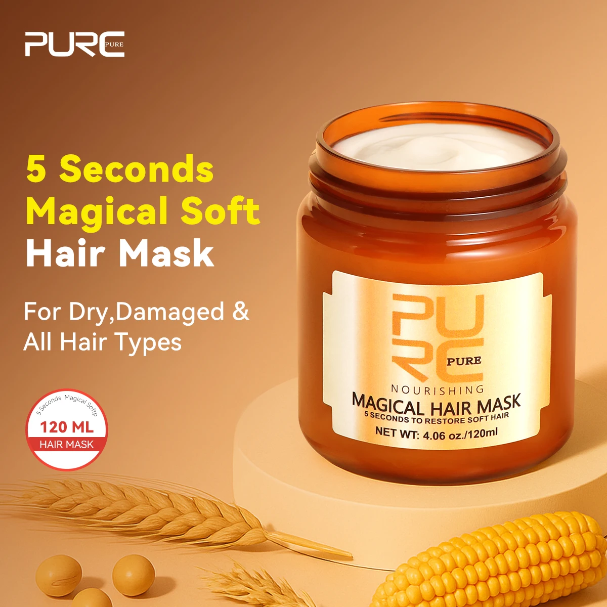 120ml Magical Hair Mask Argan Oil Hair Care Cream Repair Dry Frizz Damage Keratin Treatment Masks 5 Seconds Soft Smoothing PURC
120ml Magical Hair Mask Argan Oil Hair Care Cream Repair Dry Frizz Damage Keratin Treatment Masks 5 Seconds Soft Smoothing PURC